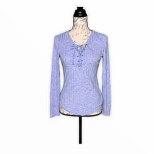 William Rast Ribbed Lace-Up Front Top